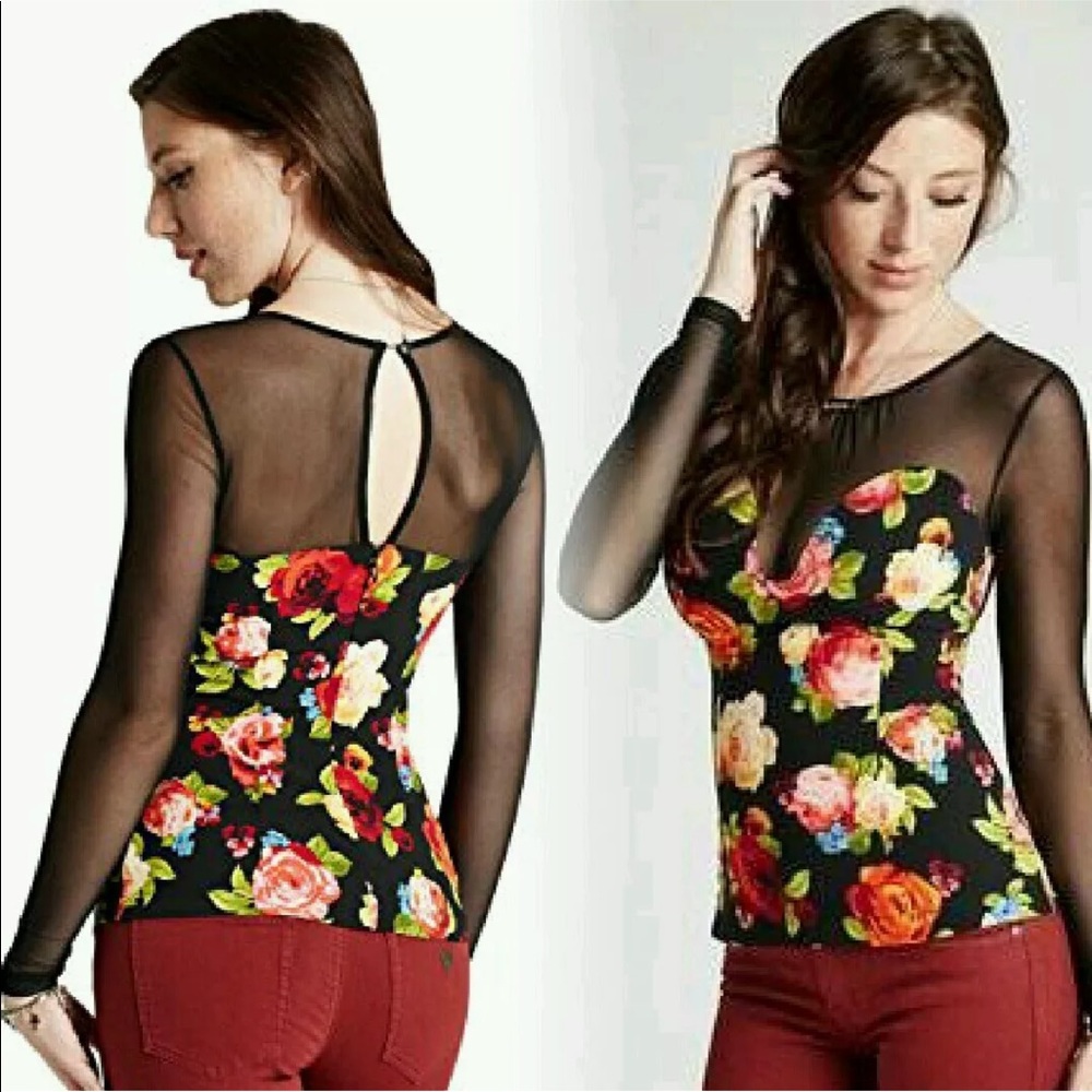 Guess L chateau rose long sleeve top